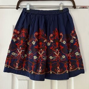 SGT.‎ Fletcher Cotton Navy Blue Embroidered Skirt Size Large EUC